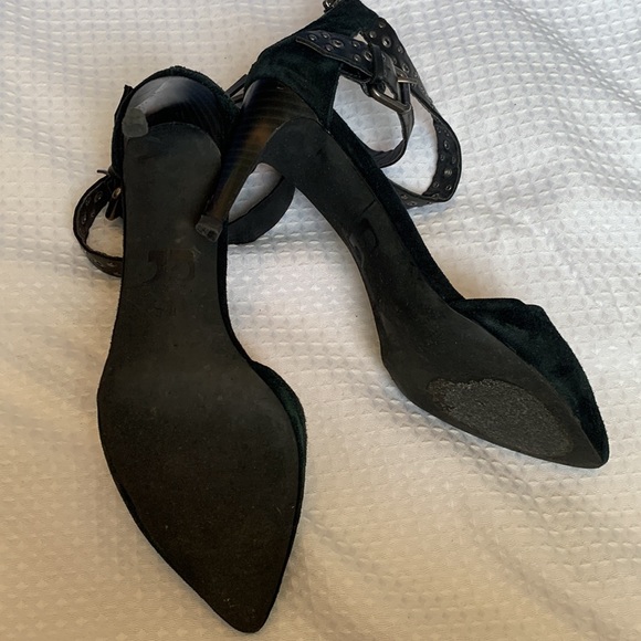 Joe’s Jeans ankle wrap studded buckle suede heel in black W8.5 - Picture 5 of 13